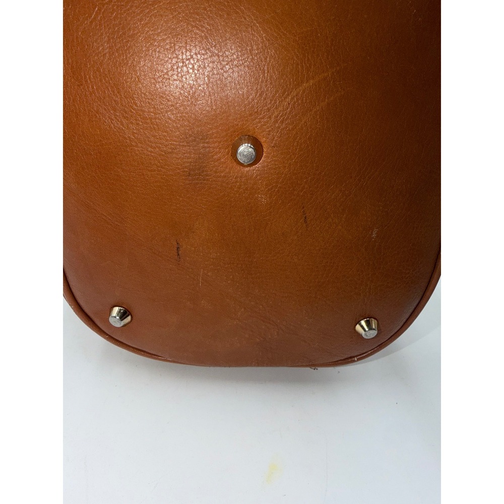Valentina Italia Leather Shoulder Bag Mustard Yellow Cognac Brown Gold Hardware - Picture 12 of 16